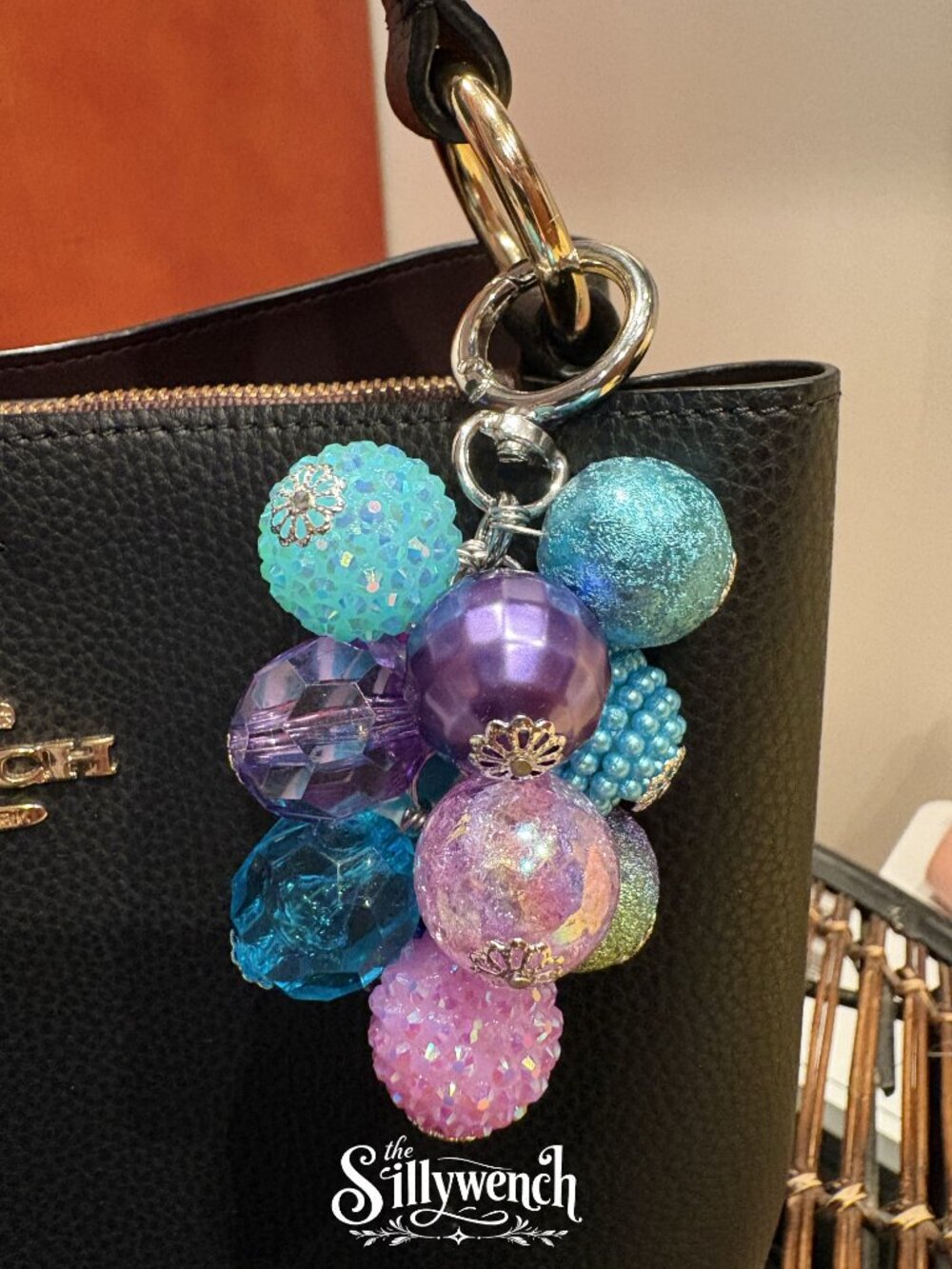 Mermaid's Treasure Bag Charm, silver-toned